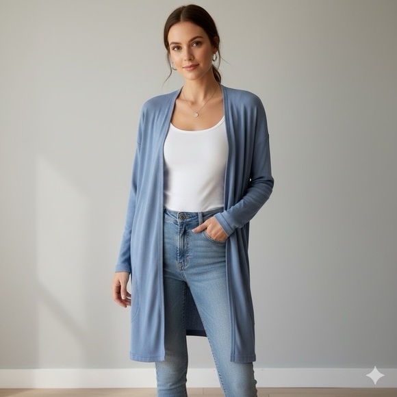 Free People Sweaters - Intimately Free People Sky Blue Ribbed Duster Cardigan | Size Small